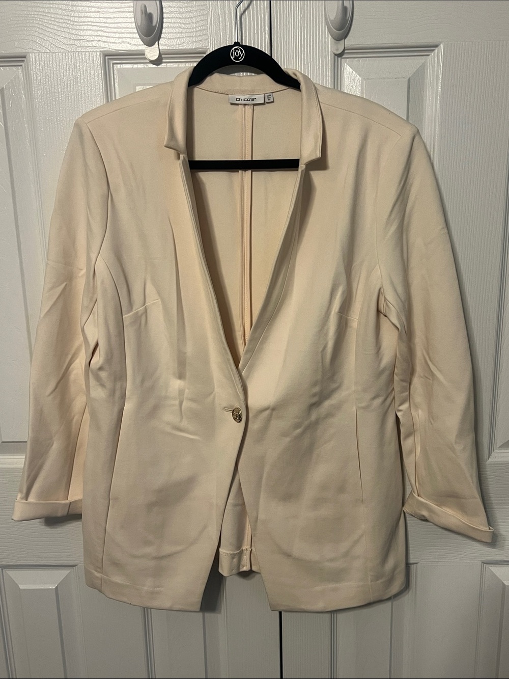 EUC Chico's Cream Single-Button Ponte Blazer Size 2.5 (14)